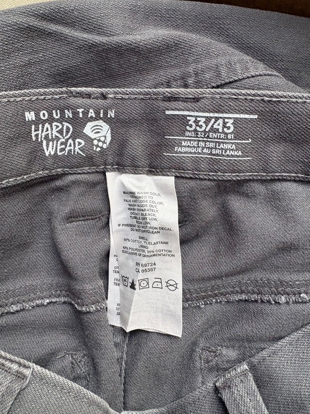 Mountain Hardwear Denim Jean, Stretch (Dark Grey, Men's 33/32)