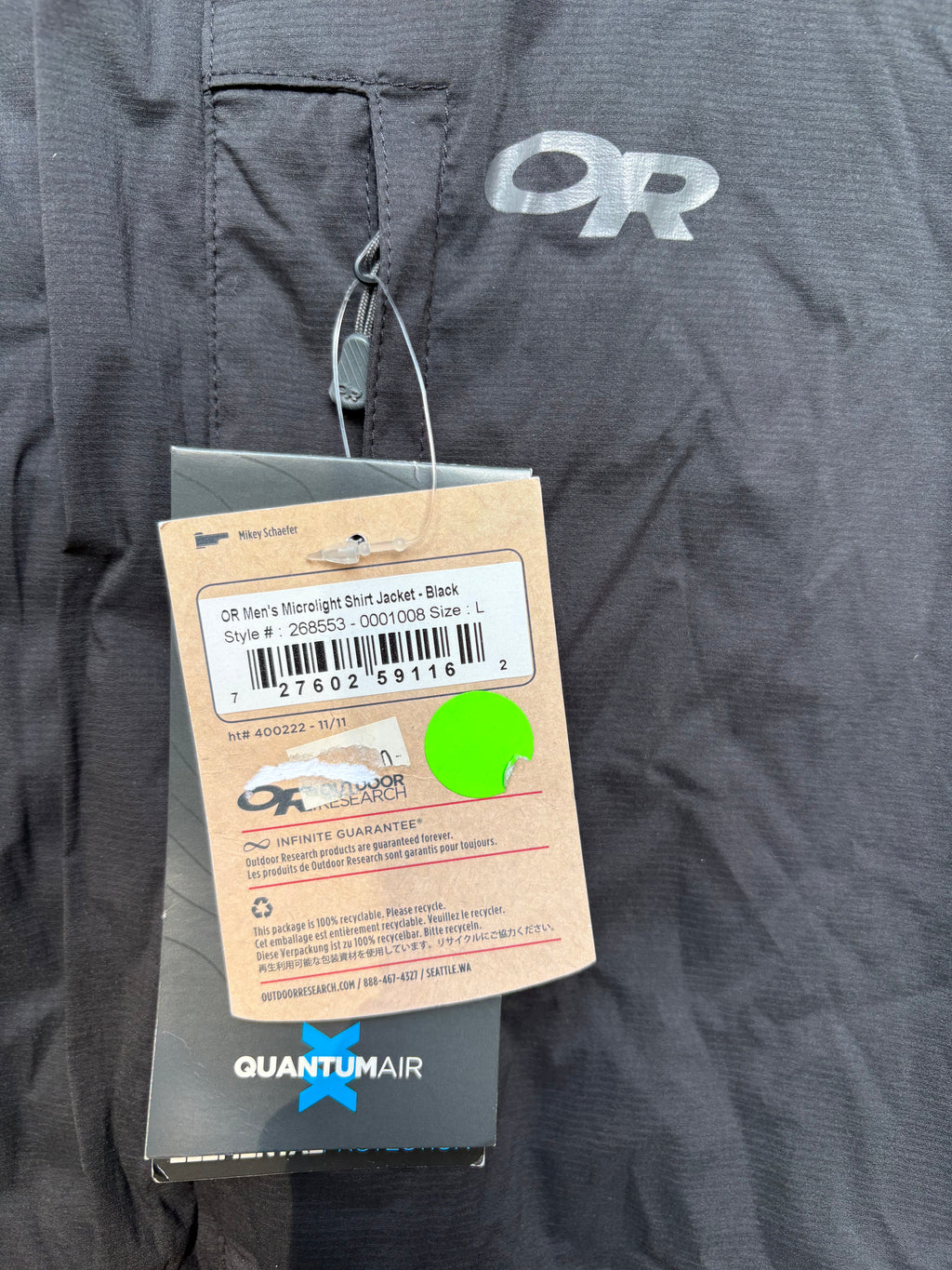 Outdoor Research Microlight Shirt Jacket (Black, Men's L)