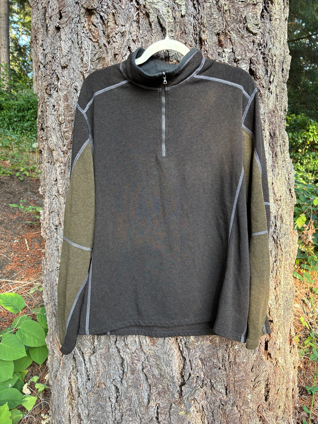 Kuhl Kashmira Quarter Zip Sweater (Brown/Olive, Men's XL)
