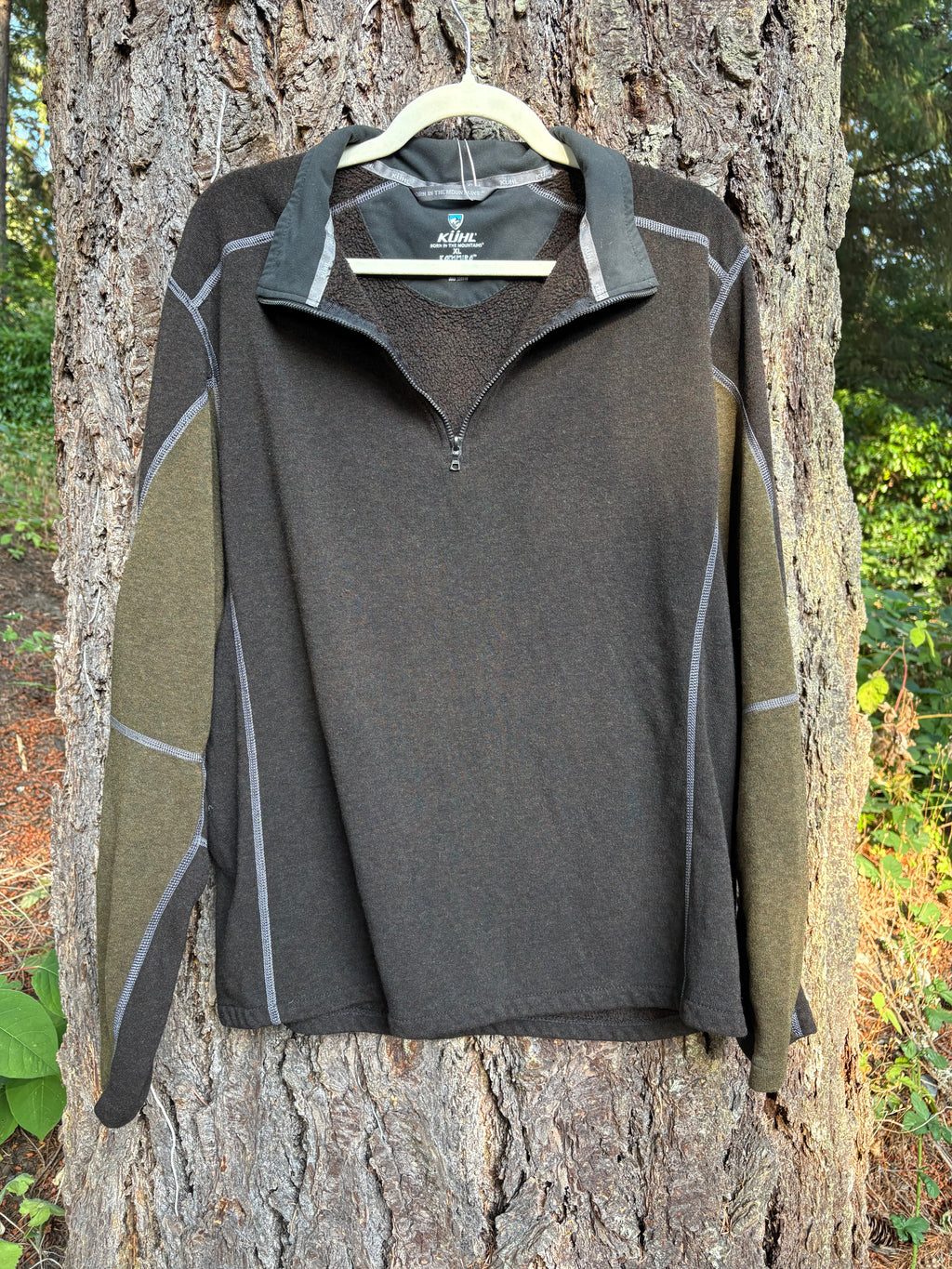 Kuhl Kashmira Quarter Zip Sweater (Brown/Olive, Men's XL)