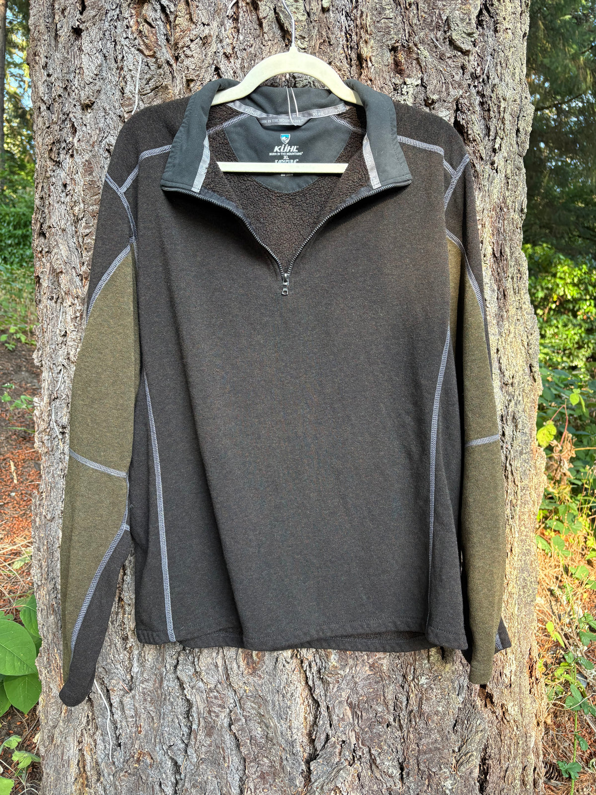 Kuhl Kashmira Quarter Zip Sweater (Brown/Olive, Men's XL)